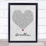 Ariana Grande Breathin Grey Heart Song Lyric Framed Print