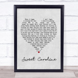 Neil Diamond Sweet Caroline Grey Heart Song Lyric Framed Print