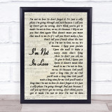 10cc I'm Not In Love Vintage Script Song Lyric Framed Print