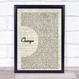 2Pac Changes Vintage Script Song Lyric Framed Print