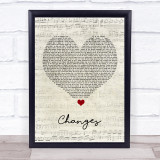 2Pac Changes Script Heart Song Lyric Framed Print