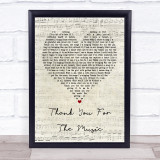 ABBA Thank You For The Music Script Heart Song Lyric Framed Print