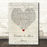 Neil Diamond Forever In Blue Jeans Script Heart Song Lyric Framed Print