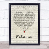 Guns N Roses Patience Script Heart Song Lyric Print