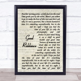 Green Day Good Riddance Vintage Script Song Lyric Print