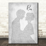 Leona Lewis Run Man Lady Bride Groom Wedding Grey Song Lyric Quote Print