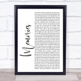 Maroon 5 Memories White Script Song Lyric Print