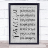 Sting Fields Of Gold Rustic Script Grey Song Lyric Print