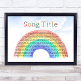 Any Song Custom Watercolour Rainbow & Clouds Personalised Lyrics Print