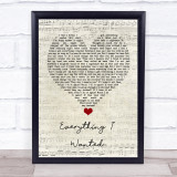 Billie Eilish Everything I Wanted Script Heart Song Lyric Quote Music Print