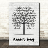 John Denver Annie's Song Music Script Tree Song Lyric Quote Music Print