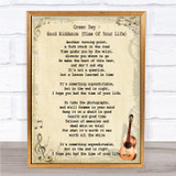 Green Day Good Riddance (Time Of Your Life) Song Lyric Vintage Quote Print