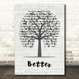 Tom Baxter Better Music Script Tree Song Lyric Quote Music Print