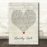 UB40 Homely Girl Script Heart Song Lyric Quote Music Print