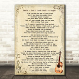 Oasis Don't Look Back in Anger Song Lyric Vintage Quote Print