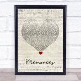 Maroon 5 Memories Script Heart Song Lyric Quote Music Print