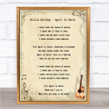 Billie Holiday April In Paris Song Lyric Quote Print