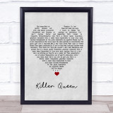 Queen Killer Queen Grey Heart Song Lyric Wall Art Print