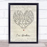 Pantera I'm Broken Script Heart Song Lyric Wall Art Print