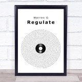 Warren G Regulate Vinyl Record Song Lyric Wall Art Print