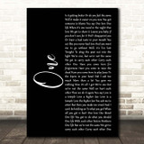 U2 One Black Script Song Lyric Print