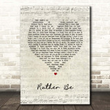 The Verve Rather Be Script Heart Song Lyric Print