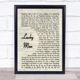 The Verve Lucky Man Vintage Script Song Lyric Print