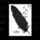 Fleetwood Mac Gypsy Black & White Feather & Birds Song Lyric Music Art Print