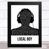 The Rifles Local Boy Black & White Man Headphones Song Lyric Music Art Print