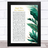 Ann Downing Bigger Than Any Mountain Gold Green Botanical Leaves Side Script Song Lyric Music Art Print