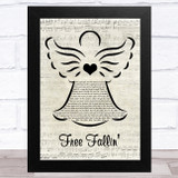 Tom Petty Free Fallin' Music Script Angel Song Lyric Music Art Print