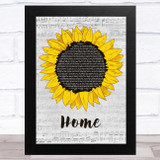 Edward Sharpe & The Magnetic Zeros Home Grey Script Sunflower Song Lyric Music Art Print