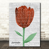 Perry Como Surrender Grey Script Watercolour Tulip Song Lyric Music Art Print