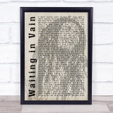 Bob Marley Waiting in Vain Shadow Song Lyric Quote Print