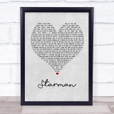 David Bowie Starman Grey Heart Song Lyric Quote Print