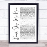 Queen Don't Stop Me Now White Script Song Lyric Quote Print