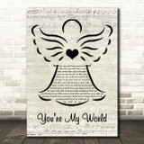 Cilla Black You're My World Music Script Angel Decorative Wall Art Gift Song Lyric Print
