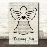 U2 Drowning Man Music Script Angel Decorative Wall Art Gift Song Lyric Print