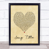 Any Song Lyrics Custom Vintage Heart Wall Art Quote Personalised Lyrics Print