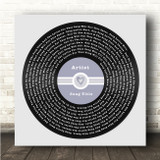 Square Blue Heart Vinyl Record Label Any Song Lyric Personalised Music Art Print