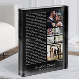 3 or 6 Square Wedding Photos Black Side Script Any Song Lyric Acrylic Block