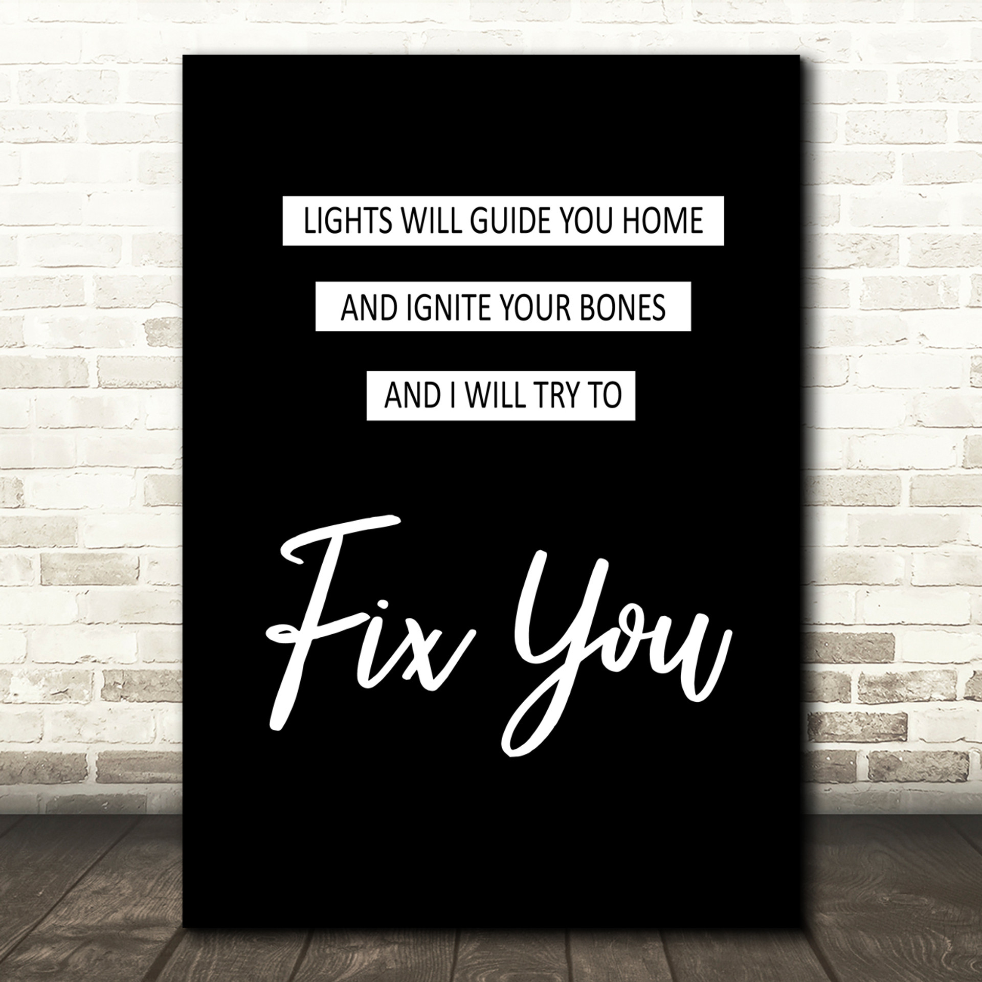 White heart song lyric quote print of Fix You by Coldplay