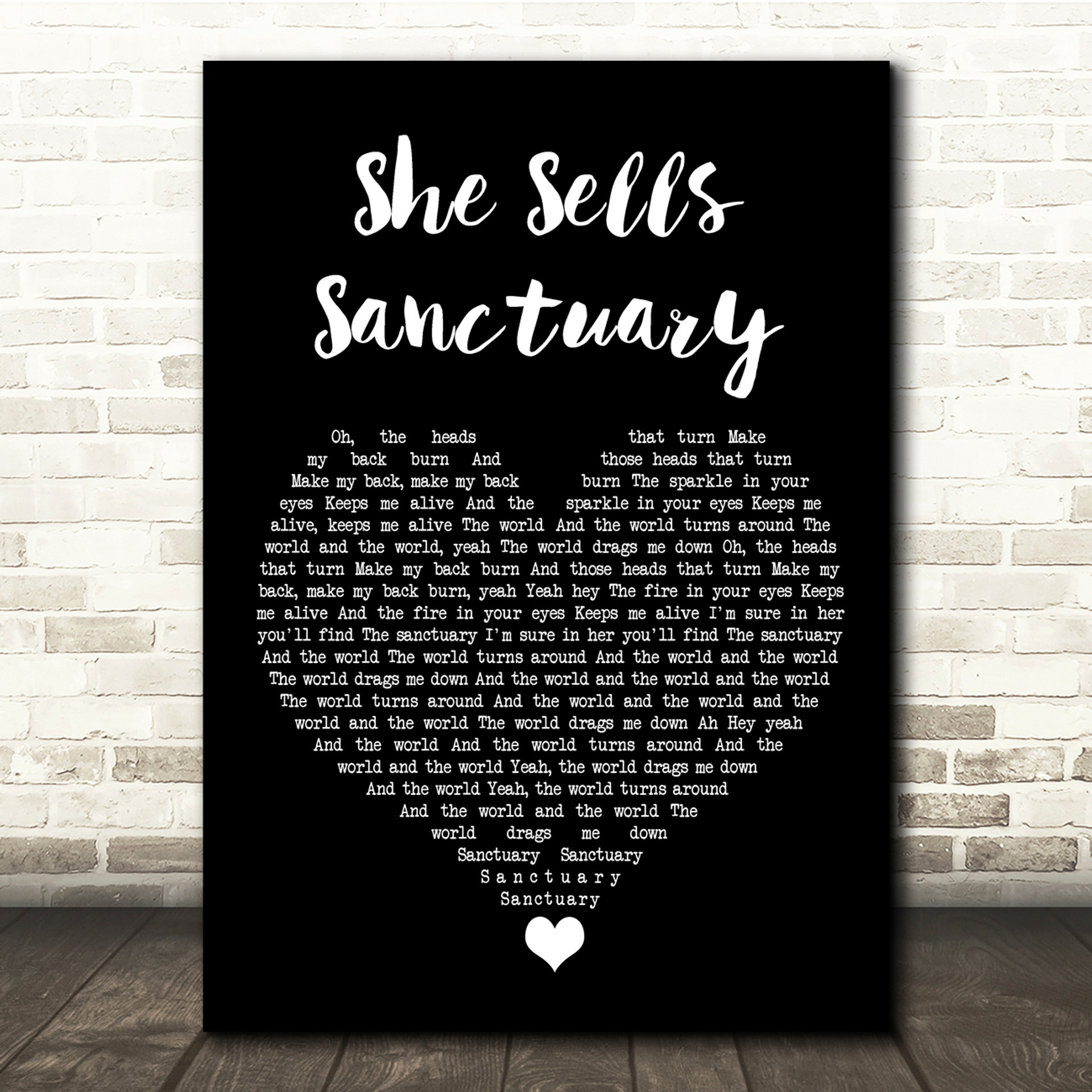 The Cult She Sells Sanctuary Vintage Heart Song Lyric Quote Music Print Uk