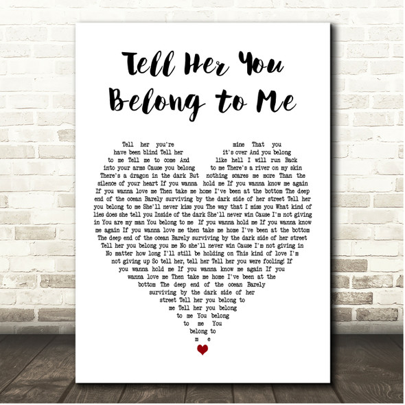 Beth Hart Tell Her You Belong to Me White Heart Song Lyric Print