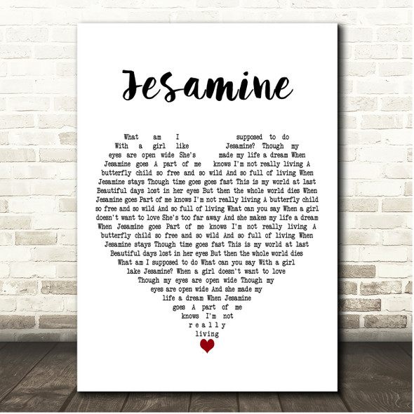 The Casuals Jesamine White Heart Song Lyric Print