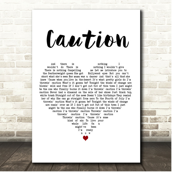 The Killers Caution White Heart Song Lyric Print