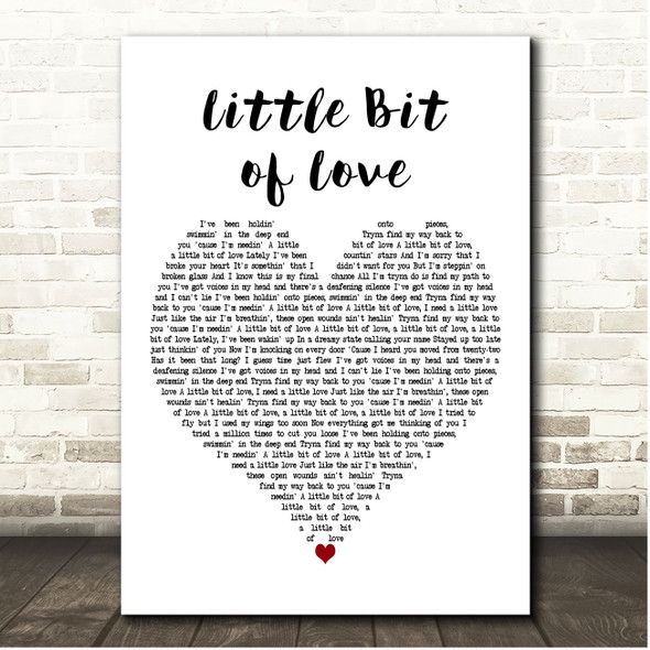 Tom Grennan Little Bit of Love White Heart Song Lyric Print