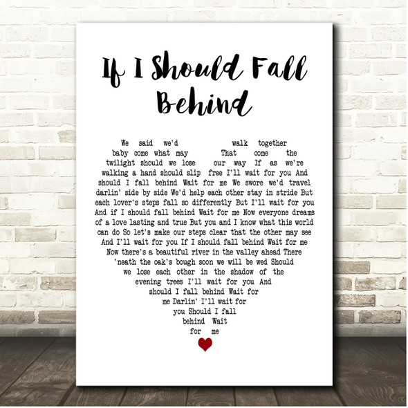 Bruce Springsteen If I Should Fall Behind White Heart Song Lyric Print