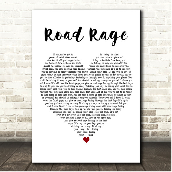 Catatonia Road Rage White Heart Song Lyric Print
