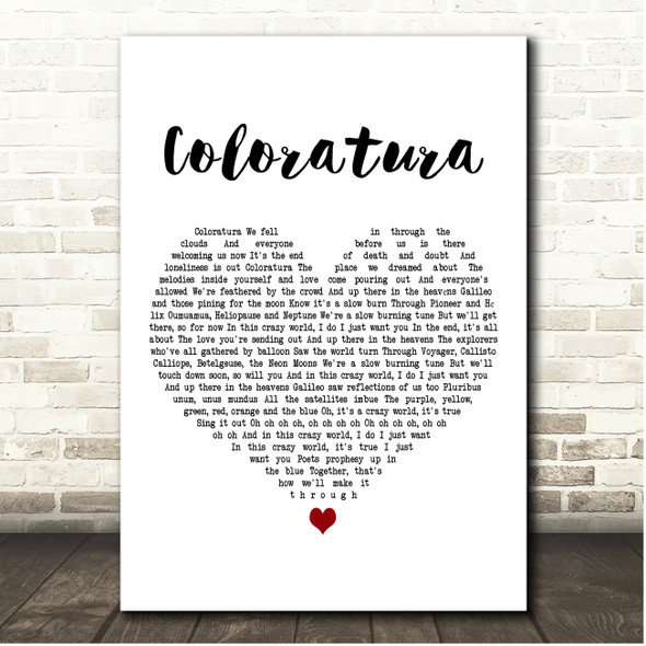 Coldplay Coloratura White Heart Song Lyric Print